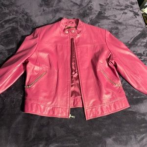 Bandolino pink leather moto jacket
